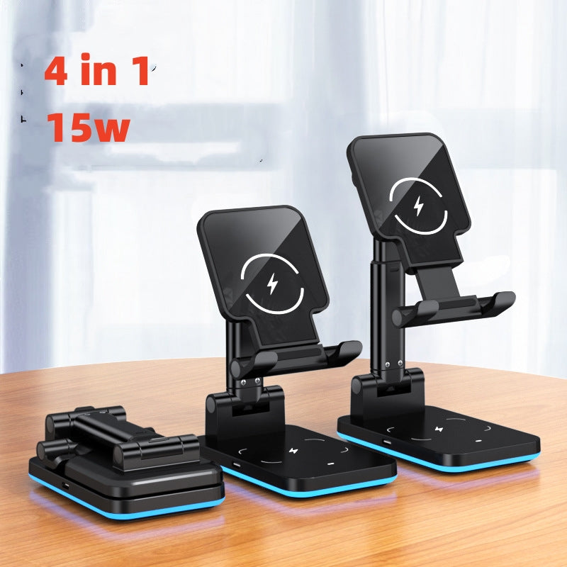 Mobile Phone Holder Desktop Wireless Charging Gadgets Gym From House Black 4in1 15W