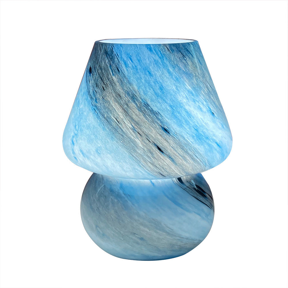 Handmade Glass Mushroom Table Lamp, Bedside Small Night Lamp Home Decor Gym From House