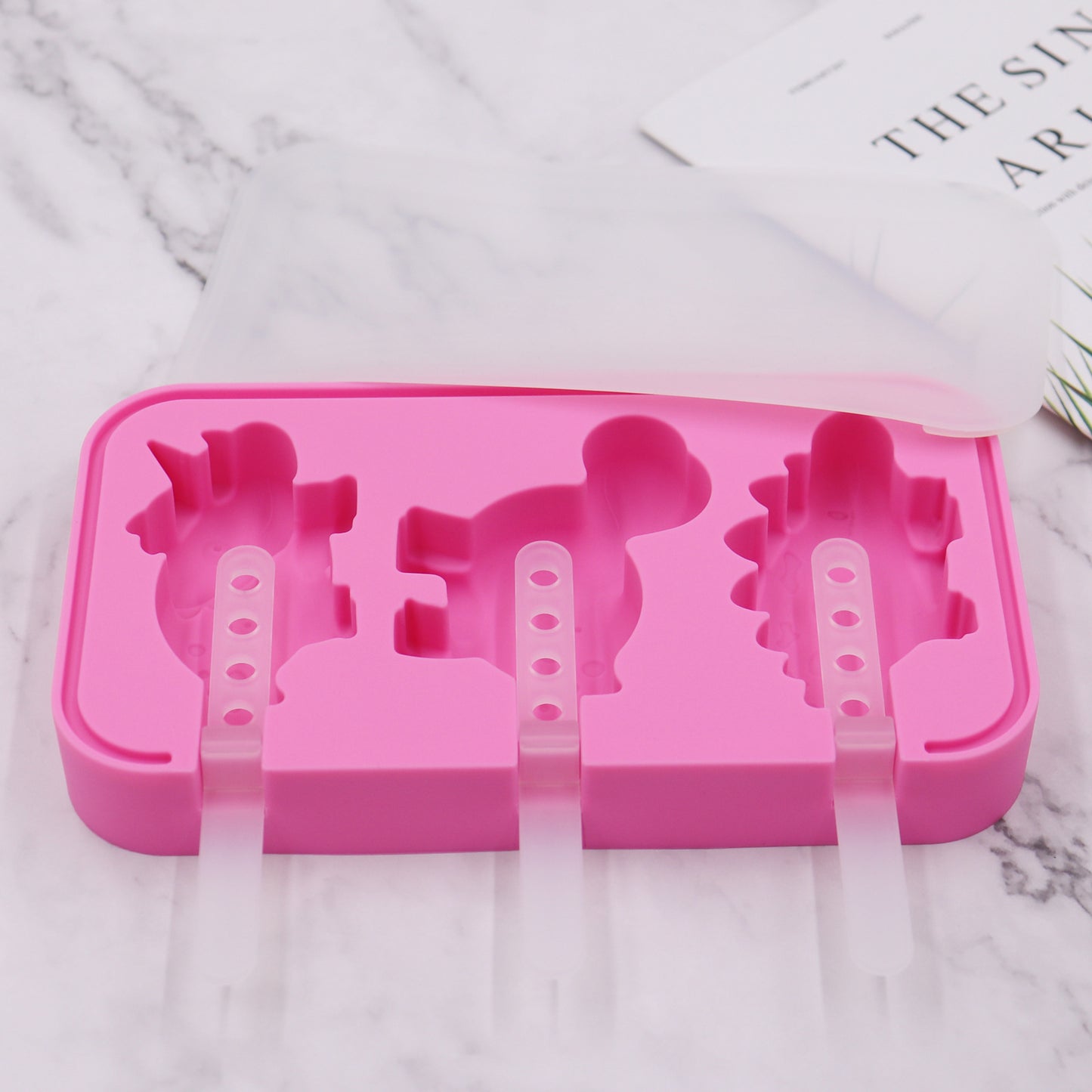 Fashion Creative Silicone Ice Cream Mold Kitchen dealsniper-net Dinosaur pink