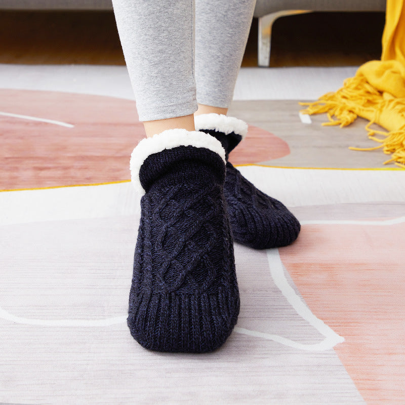 Winter Woolen Socks Women Thicken Warm Home Bedroom Socks Women dealsniper-net Black 18to21 1pair