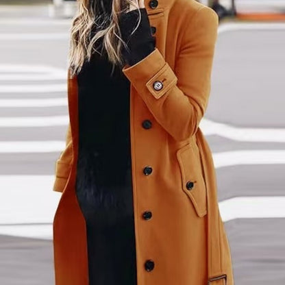 Autumn Winter New Woolen Coat Women's Slim Fit Cardigan Women null Orange 3XL