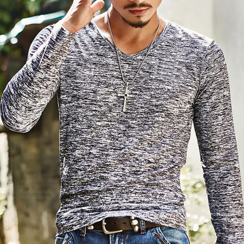 Long Sleeve T-Shirt Men Spring Autumn Fashion Men DealSniper.net Black 3XL