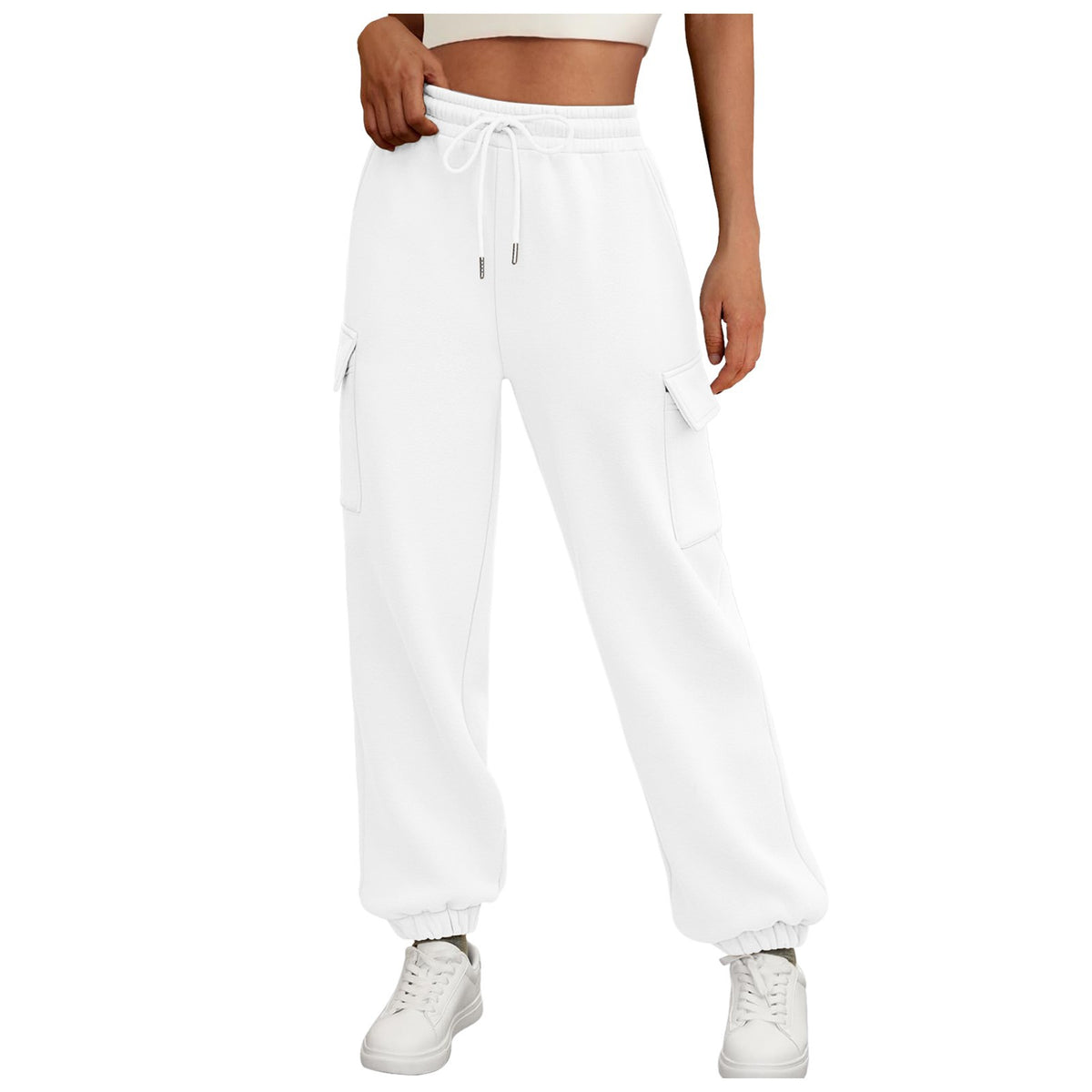 Women's Sweatpants Fleece Lined Baggy Athletic Jogger Women Gym From House White 2XL