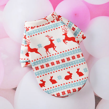 Christmas Dog Clothes Cartoon Pet Supplies Pets DealSniper.net Red deer on white L