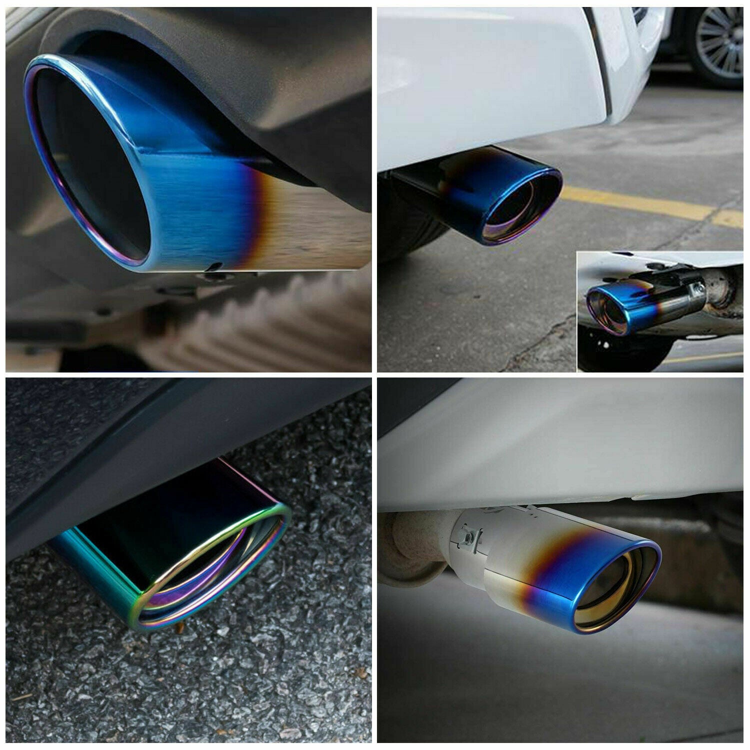 Car Exhaust Pipe Tip Rear Tail Throat Muffler Stainless Steel Round Accessories Vehicle dealsniper-net