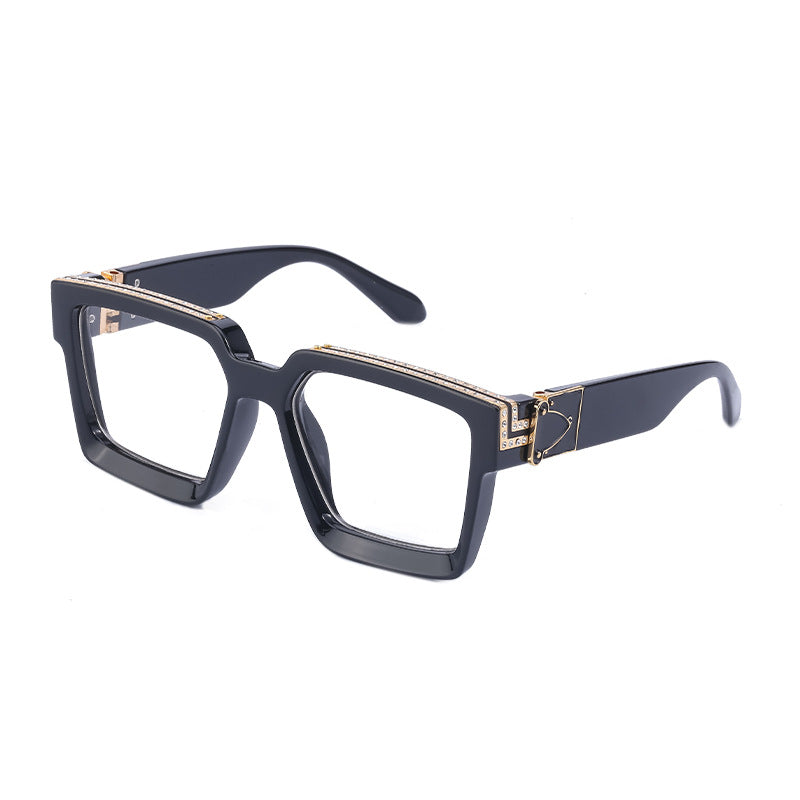 Diamond-Encrusted Large Square Frame Sunglasses For Women Women Gym From House C3