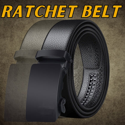 Microfiber Leather Mens Ratchet Belt Belts For Men Adjustable Automatic Buckle Black Men dealsniper-net