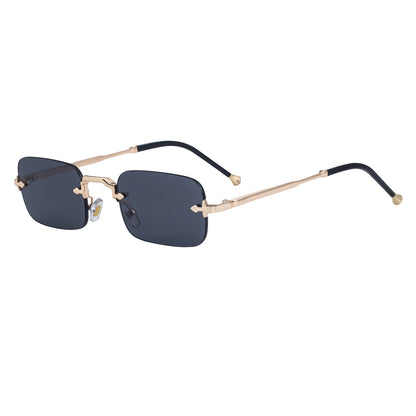 New Style Frameless Metal Temple Sunglasses For Men And Women Men Gym From House C1 gold all gray