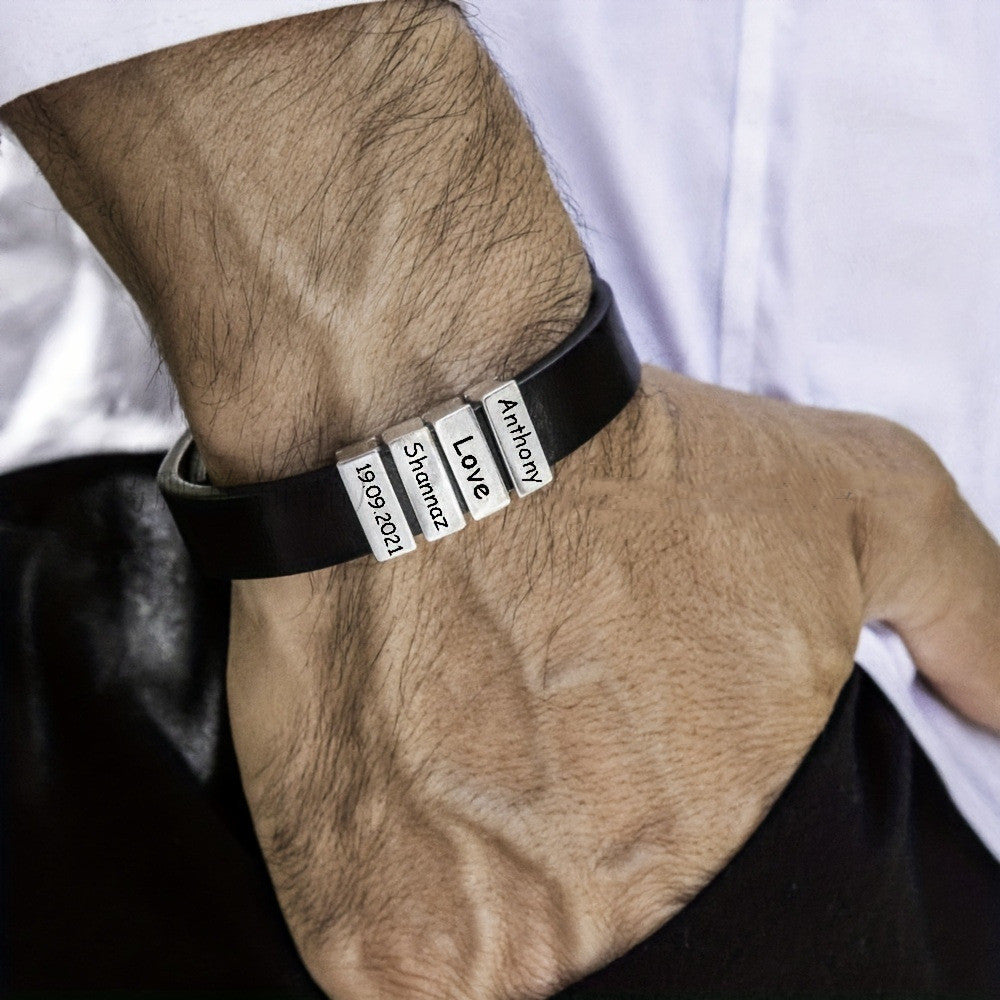 Customized Family Names Bracelet For Men Personalized Engraved Jewelry Gym From House