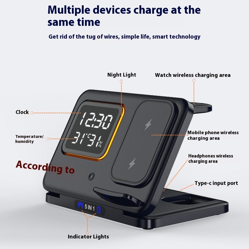 15W Wireless Chargers Stand 5 In1 LED Digital Alarm Clock Electronics dealsniper-net