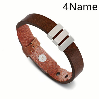 Customized Family Names Bracelet For Men Personalized Engraved Jewelry Gym From House Brown 4Name