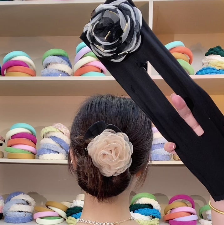 Large Flower Fabric Soft Wire Hair Iron Women DealSniper.net Elegant apricot