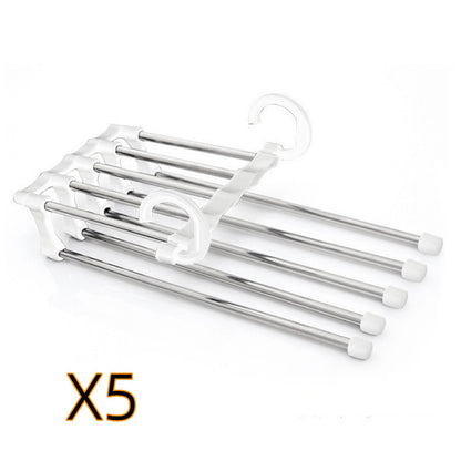 5 In 1 Wardrobe Hanger Multi-functional Clothes Hangers Rack House DealSniper.net White 47x18cm 5PCS