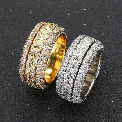 Fashion Statement Hip Hop Zircon Ring Rotatable Cuban Ring Jewelry dealsniper-net