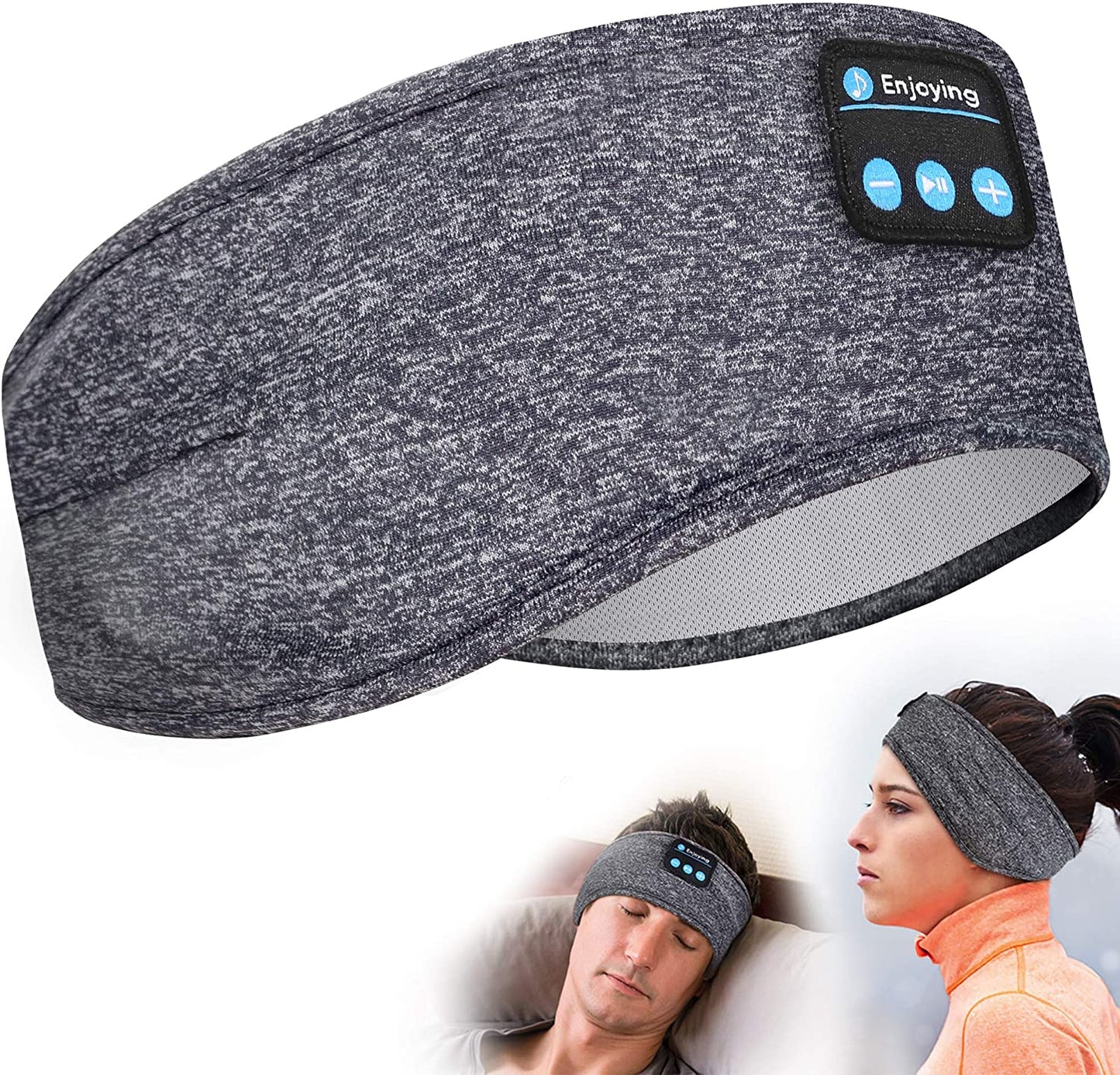 Wireless Bluetooth Sleeping Headphones Headband Thin Soft Elastic Comfortable Music Ear Phones Eye Mask For Side Sleeper Sports Sports DealSniper.net Grey A