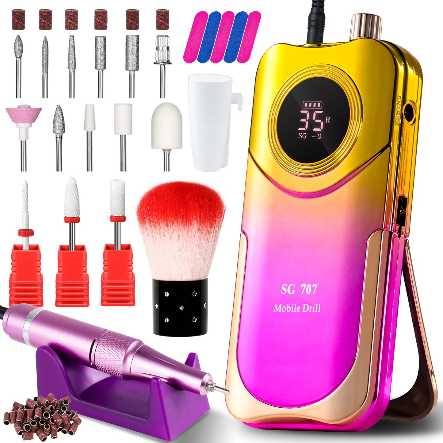Portable Electric Nail Drill Cordless, 35000 RPM Electric Nail File Beauty dealsniper-net Golden