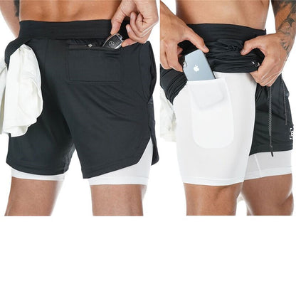 Men's Quick-drying Running Fitness Fake Two-piece Double-layer