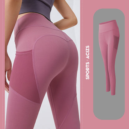 Yoga Pants Women With Pocket Leggings Sport Girl Gym Leggings Women Gym From House Bean Paste Pink 2XL