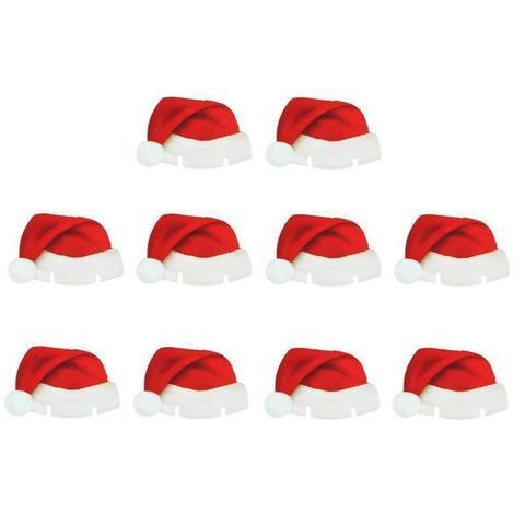 10PcsLot Paper Red Christmas Hat Wine Champagne Tipple Cup