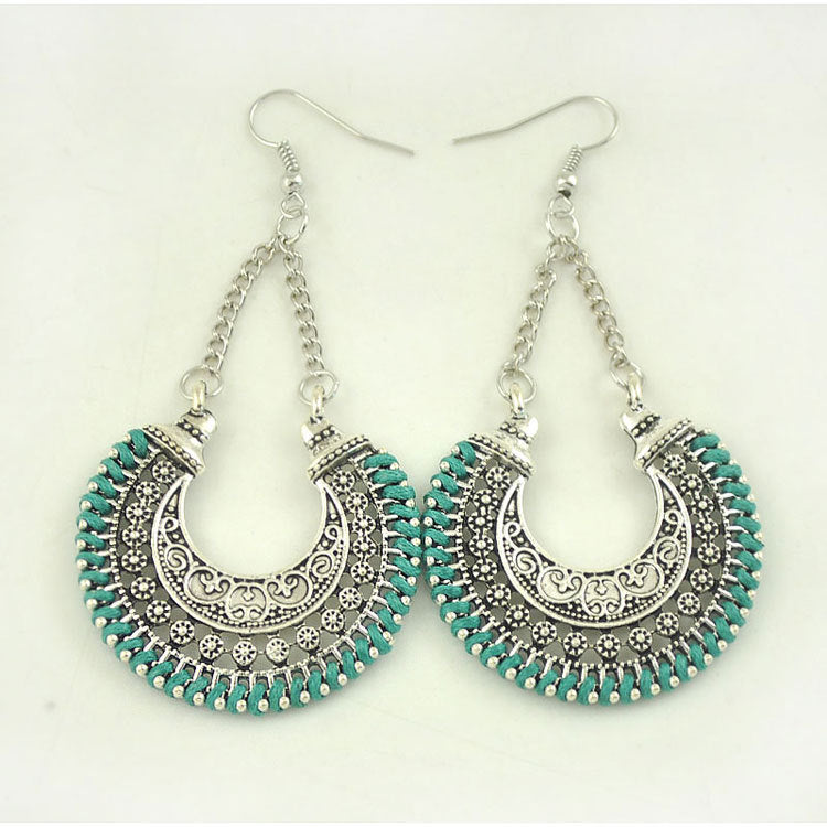 Bohemian vintage earrings Jewelry dealsniper-net Green