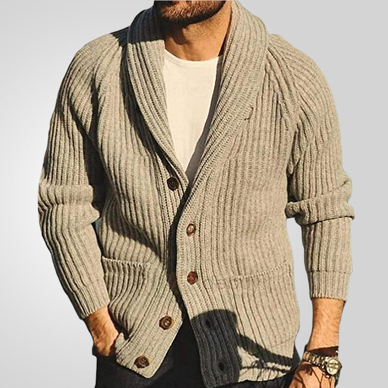 Men's Lapel Knitting Cardigan Fashion Button Sweater