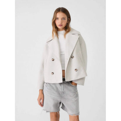 Ins Double-breasted Lapel Blazer Jacket Fashion Loose Woolen Women null