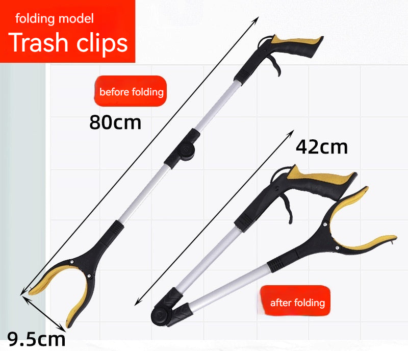 Foldable Sanitation Household Pick-up Garbage Clamp House dealsniper-net Folding Silver Rod Yellow Head Chuck With Magnet