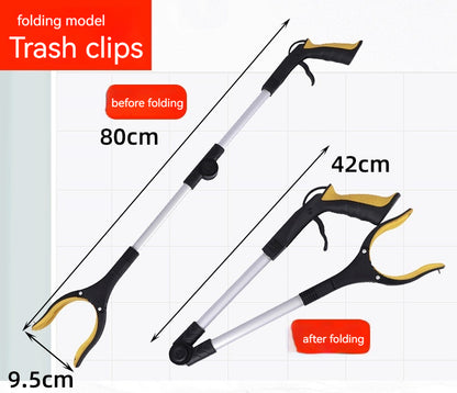 Foldable Sanitation Household Pick-up Garbage Clamp House dealsniper-net Folding Silver Rod Yellow Head Chuck With Magnet