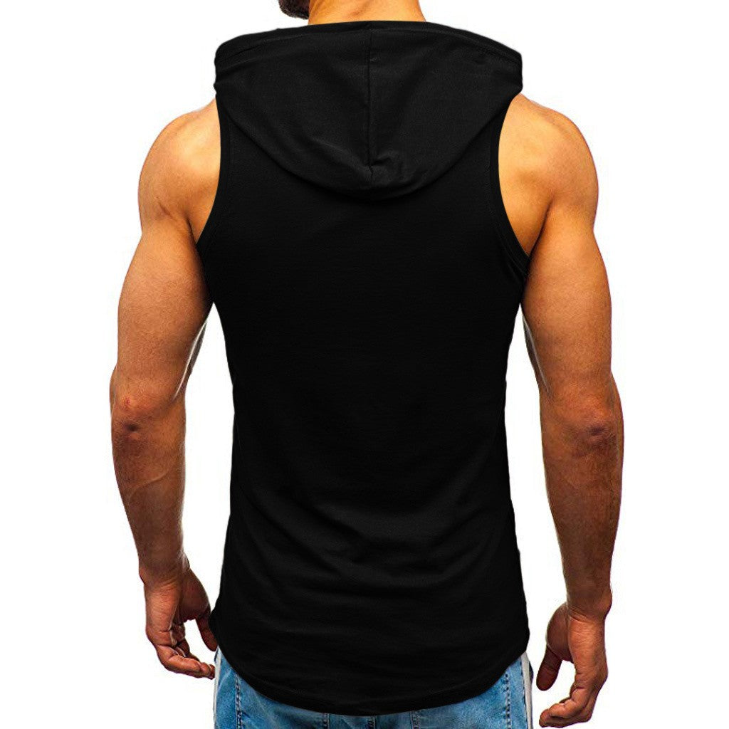 Men's Sleeveless Vest Letter Printed Hoodie Sports Tops Men dealsniper-net