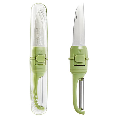Two-in-one Portable Home Folding Double Head Fruit Knife Peeler Kitchen DealSniper.net Green