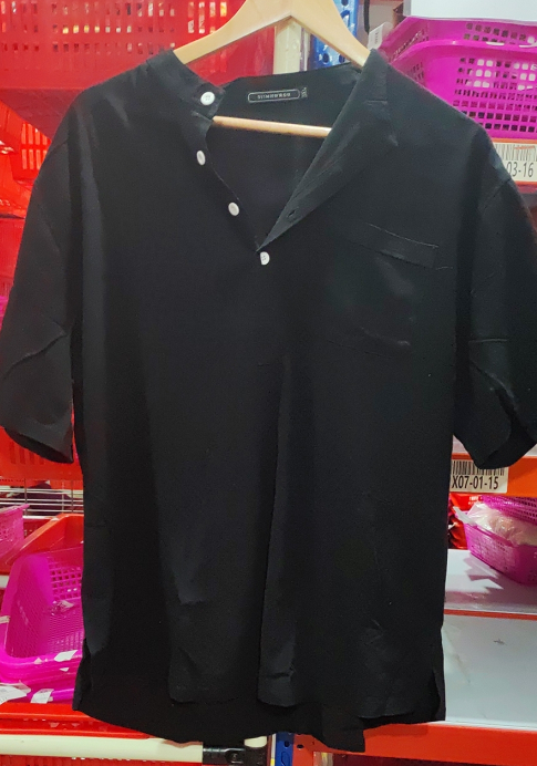 Casual Linen Solid Color Shirt Button V Neck Beach Shirt Men Summer Tops Men DealSniper.net Black L
