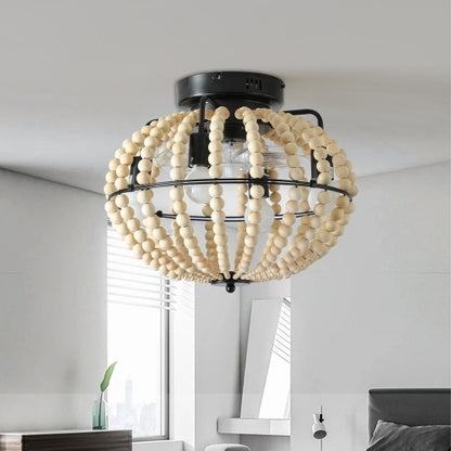 Beaded Fan Lamp Wooden Beaded Chandelier