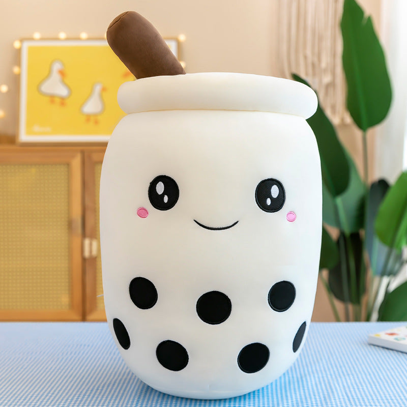 Milk Tea Cup Plush Toy Fruit Pillow Creative Doll Kids Gym From House White smile 35cm