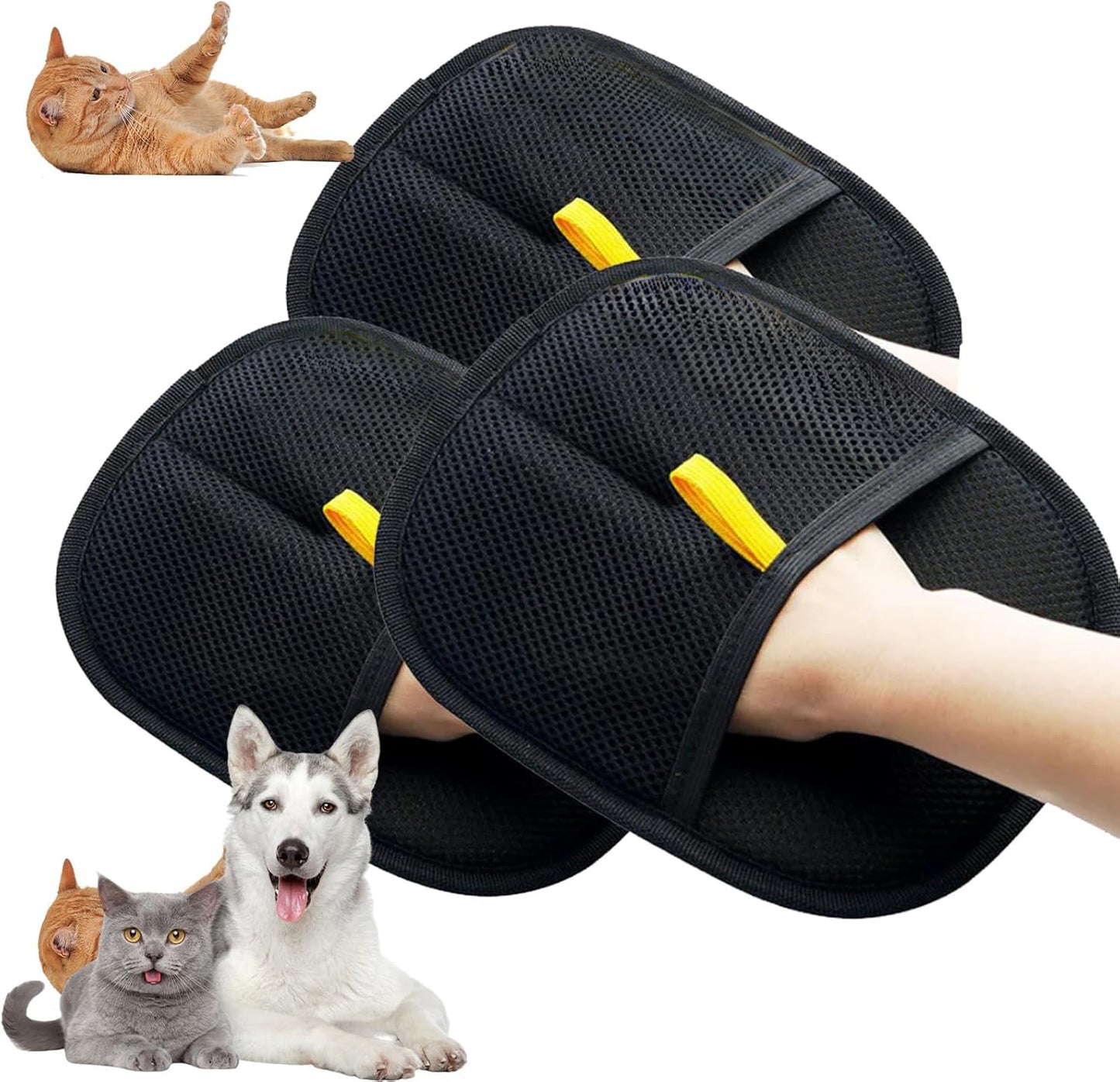 Pet Electrostatic Hair Removal Gloves Two-way Bristle Remover Pets DealSniper.net 3pcs