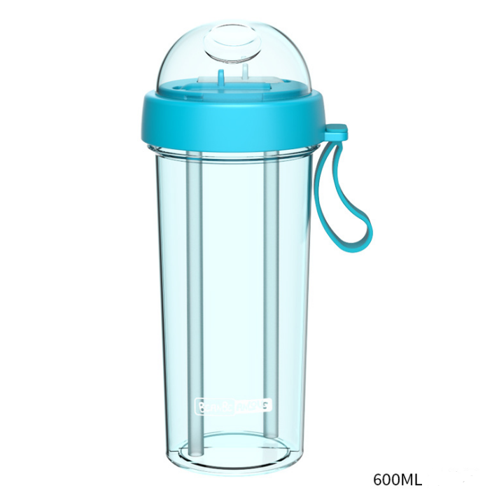 Creative personality trend dual-use sippy cup a cup of double drink separate plastic couple cup Kitchen DealSniper.net Mint Green 600ML