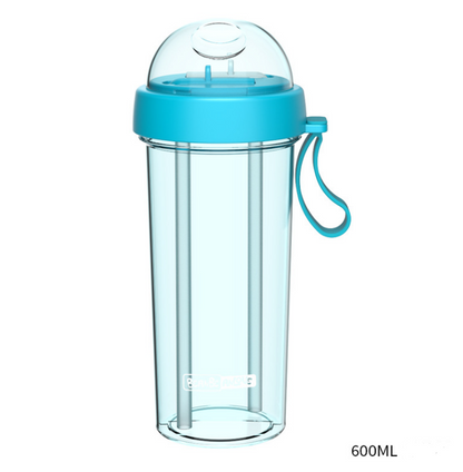 Creative personality trend dual-use sippy cup a cup of double drink separate plastic couple cup Kitchen DealSniper.net Mint Green 600ML