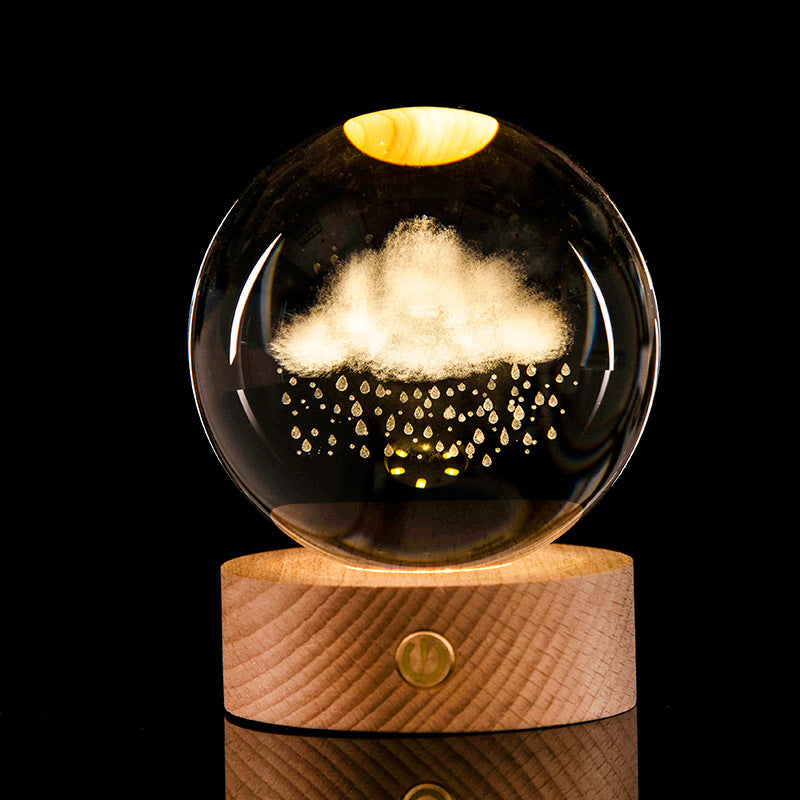 Luminous Galaxy Crystal Ball Decoration 3D Laser Inner Carving Home Decor DealSniper.net Cloudy rain 6cm6cm color light connection