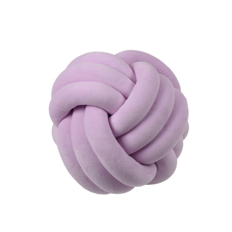 Knotted Plush Ball Design Round Throw Pillow House DealSniper.net Light purple 20cm