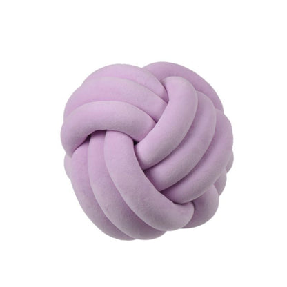 Knotted Plush Ball Design Round Throw Pillow House DealSniper.net Light purple 20cm