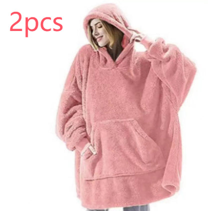 Hoodie Sweatshirt With Big Pocket Tops Sweater Comfortable Loose Women dealsniper-net Pink 2pcs One size
