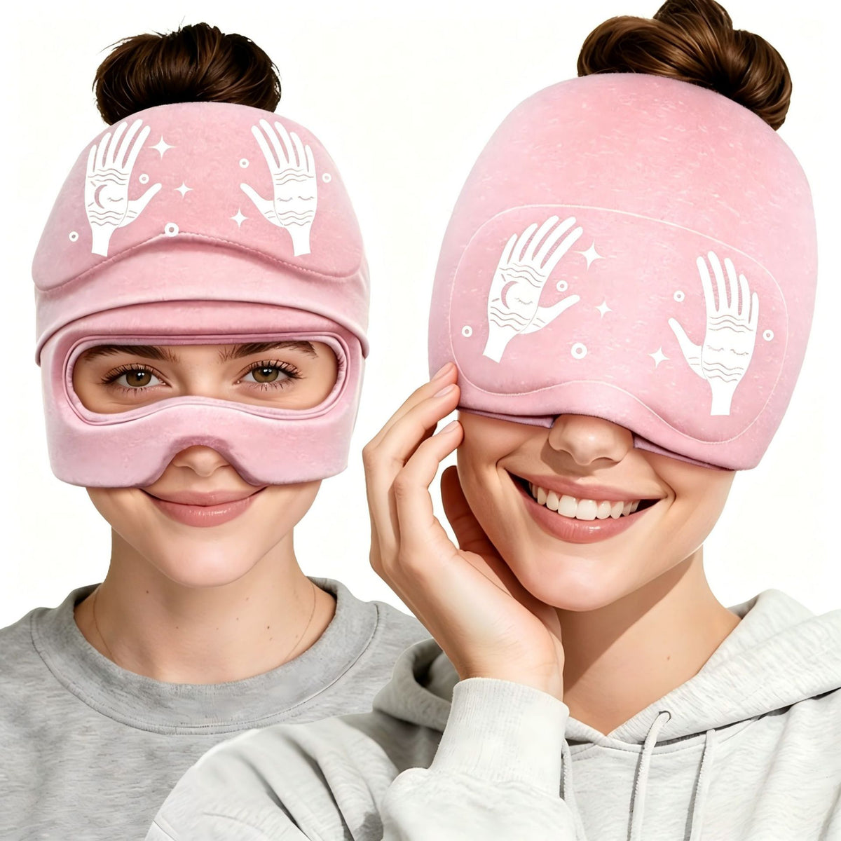 Eye-Opening Hat Eye Mask Set ColdHot Gel Ice Cap Health DealSniper.net Pink