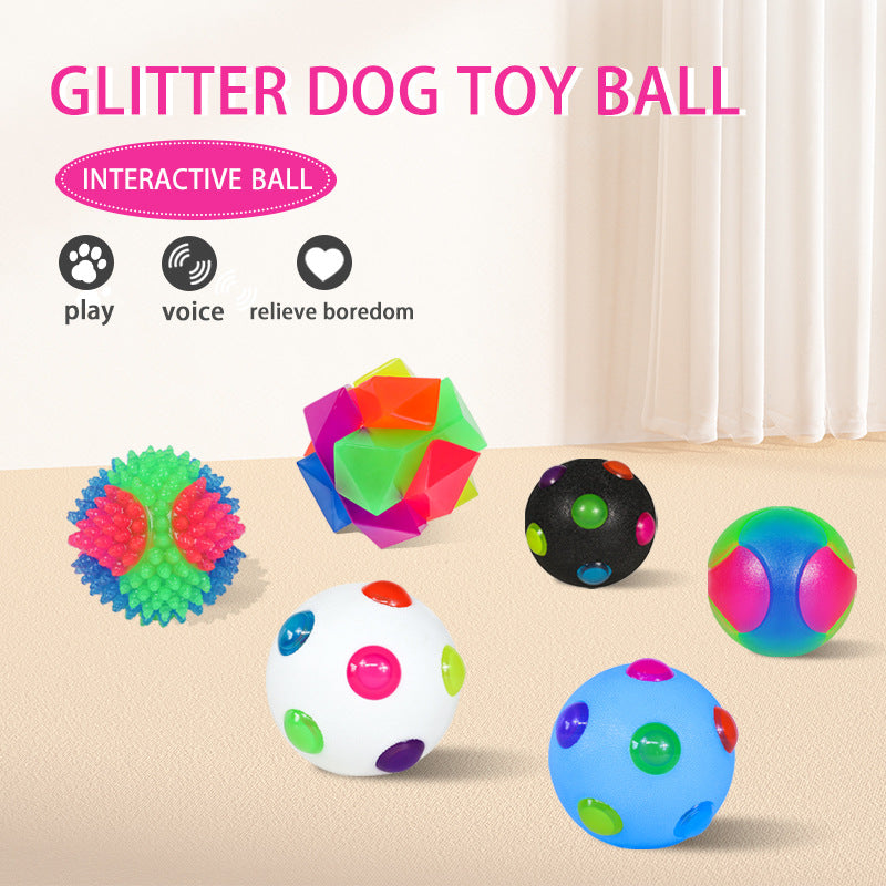 Small Dog Pet Training Interactive Luminous Elastic Ball Pets Gym From House