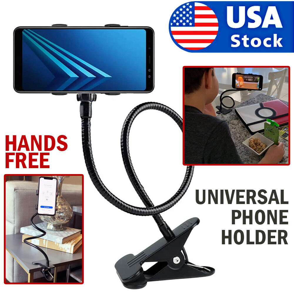 Universal Lazy Mobile Phone Gooseneck Stand Holder Flexible Bed Desk Table Clip Phones DealSniper.net