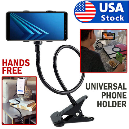 Universal Lazy Mobile Phone Gooseneck Stand Holder Flexible Bed Desk Table Clip Phones DealSniper.net