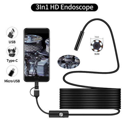 Endoscope 3 In 1 USB Micro USB Type-C Borescope Inspection Camera Electronics dealsniper-net