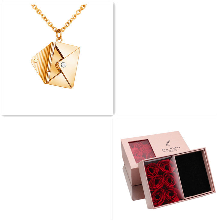 Fashion Jewelry Envelop Necklace Women Lover Letter Jewelry dealsniper-net Gold with box