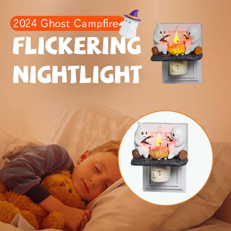 Ghost Campfire Flickering Nightlight 2 Ghosts Roasting Plug Wall