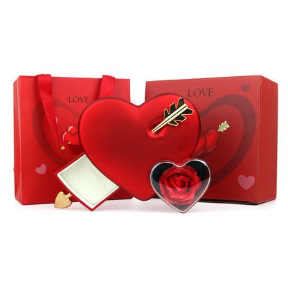Plastic Double Love Heart-shaped Jewelry Box Holidays DealSniper.net Red Soap Flower Red Soap Flower Rose Gift Box Handbag