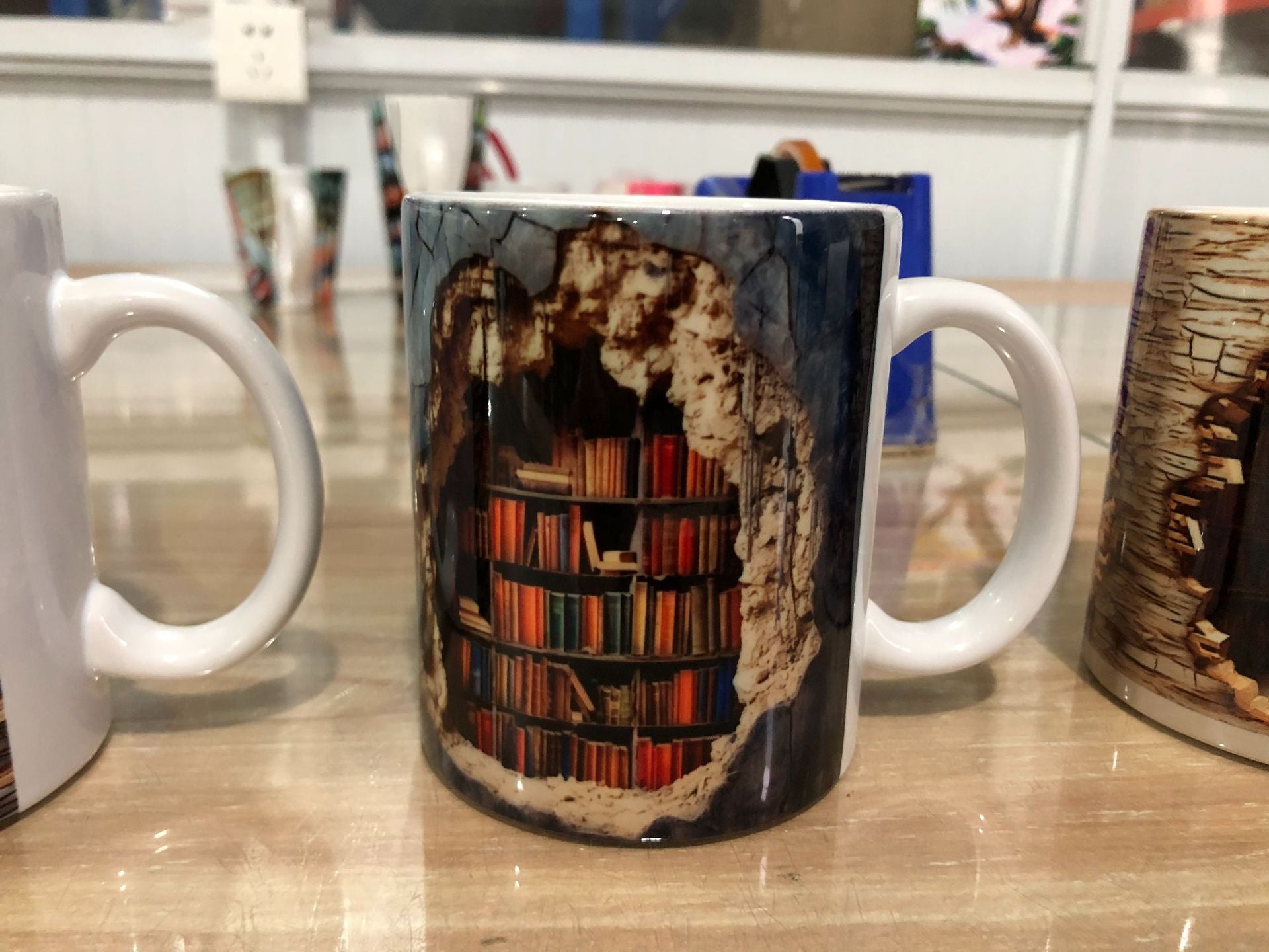 3D Bookshelf Mug Creative Ceramic Water Cup With Handle Kitchen DealSniper.net