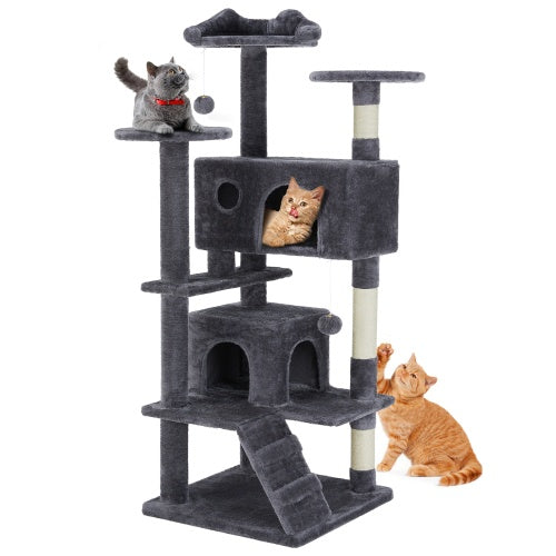 54 Inch Cat Tree, Indoor Cat High-rise Multi-story Tower Pets dealsniper-net